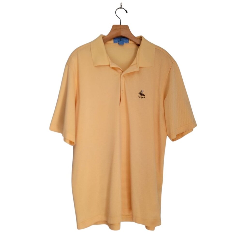 Fairway & Greene The Pelican Club Short Sleeve Golf Polo Shirt Yellow L Ribbed